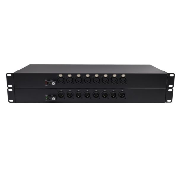 Hi-Fi Audio 8 Port XLR Fiber Extender Unidirectional Audio Fiber Extender Rack Mount 1U