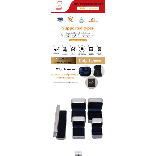 Embossing Logotipo Hanhong caja de joyería de cuero personalizada para brazalete de grado collar de reloj