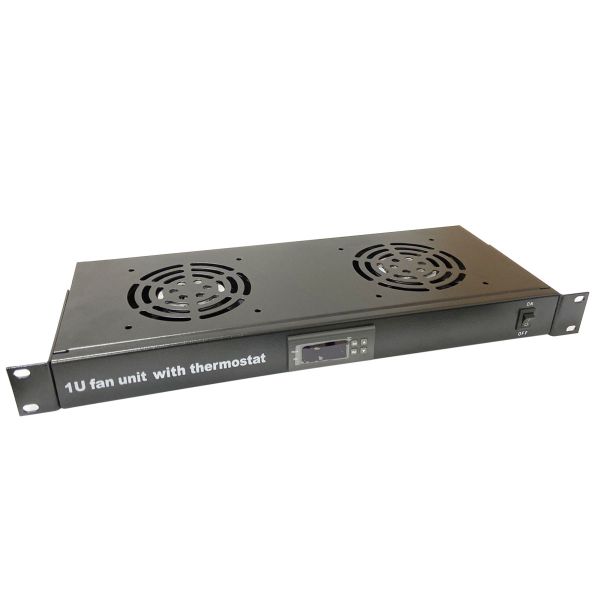 Industrial 19 Inch 1U Digital Thermostat Fan Unit Rack Mount Fan Unit with Switch for Server Rack Temperature Control