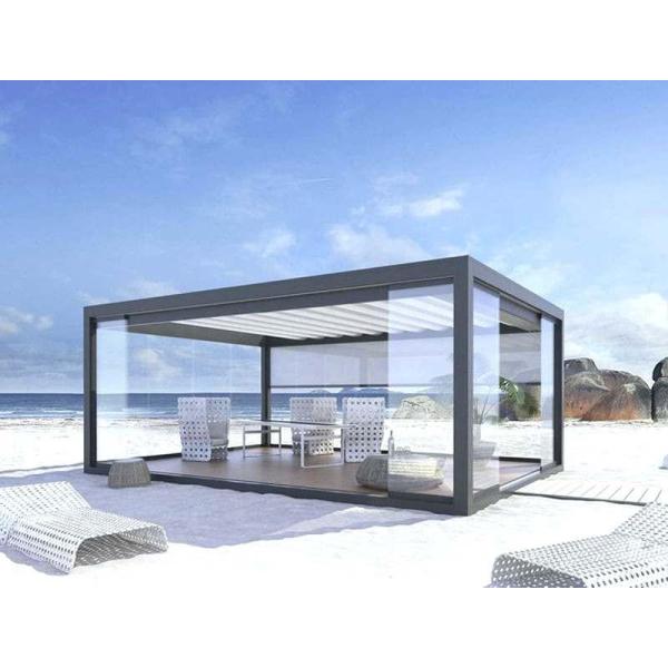 Windproof Zip Blinds and Glass Doors For Outdoor Louvered Electric Pergola