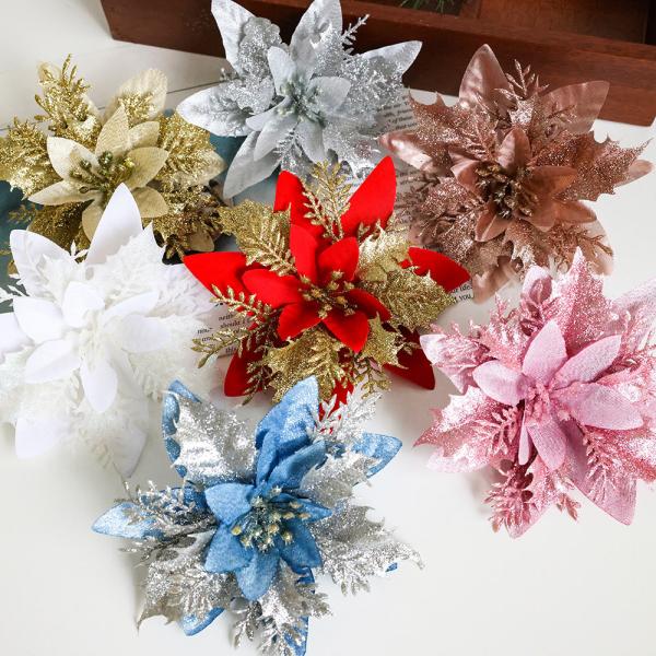 Tecido de cebola, tecido de pelúcia, pó pulverizado, acessórios de coroa de Natal simulados