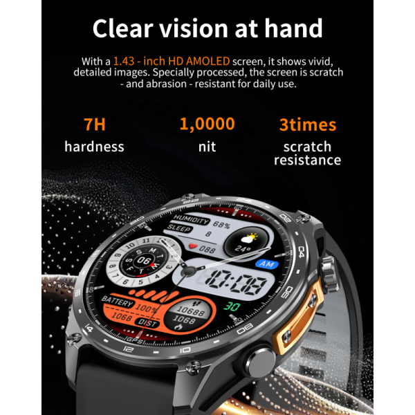 HD300 Pro Offline Map GPS Smart Watch WhatsApp Replay APP Download 1.43inch AMOLED Screen 4GB Memory Waterproof 3ATM Smartwatch