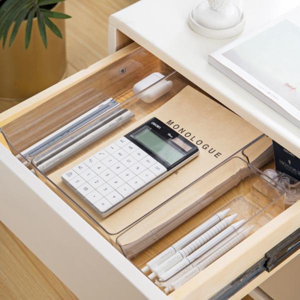 Eco friendly clear drawer divider adjustable plastic container drawer organizers for household