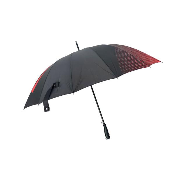 16 Ribs Black Color Promotional Golf Umbrellas Metal Shaft 190T Pongee Fabric
