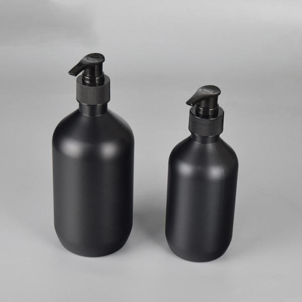Matte Black Plastic Shampoo Pump Bottle PET Round 300ml 500ml