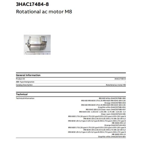 3HAC17484-8 ABB Servo Motor