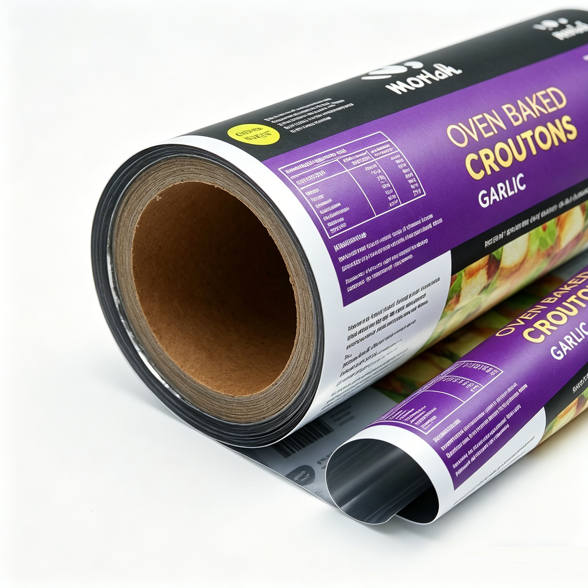 Food Grade Laminated Composite Packaging Roll Film | BOPP/VMCPP PET/AL/PE Barrier Roll Stock For Automatic Snack Chips Biscuit Crouton Packing OEM Custom Printed