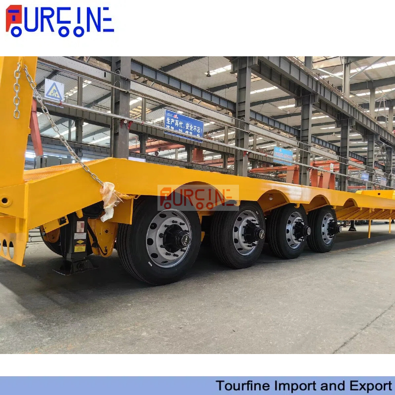 4 Axle 120 Ton Low Bed Semi Trailer With Hydraulic Ramp And Reinforced Frame