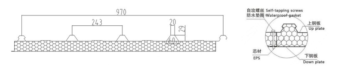 производственная линия панели стены крыши сэндвича EPS ширины 6meters/минуты 980mm