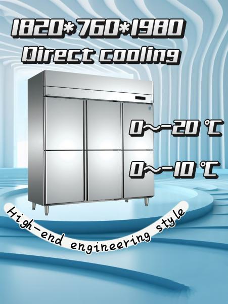 1600L 6 Door Commercial Freezer Double Compressor Commercial Upright Freezer