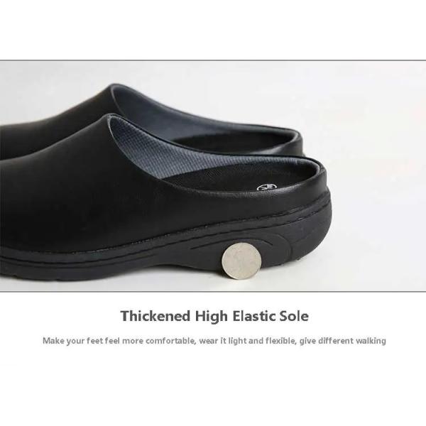 Обычные черные легкие обувь для медсестёр Нескользящие резиновые подошвы Сандалии водонепроницаемые коровая кожа Шеф-обувь