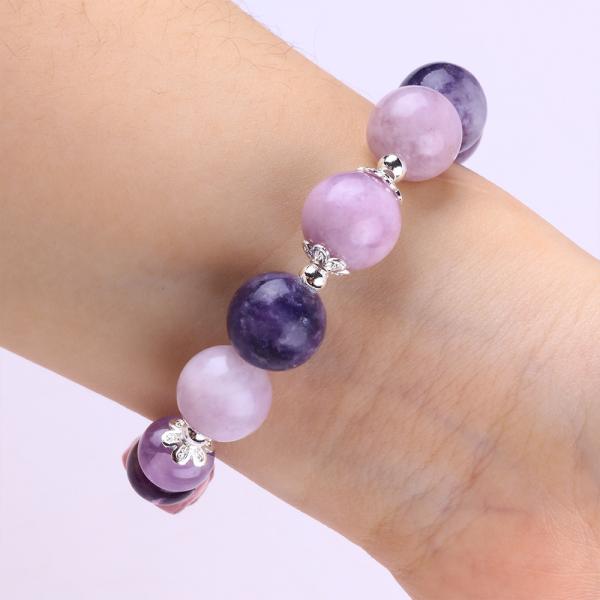 14MM Purple Mica Bracelet Fluorite Pixiu Stretch Bead Bracelet Traz Sorte