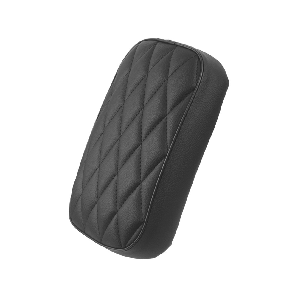 Motorcycle seat, black retro diamond pattern rear seat cushion, rear passenger cushion seat, 8 suction cups, suitable for Harley Sportster Dyna Custom Chopper.