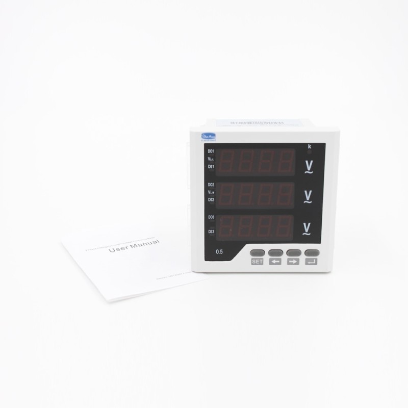 Three-Phase Digital Voltmeter with LED and Relay Output 96*96 Multimeter RS485 Voltage Meter