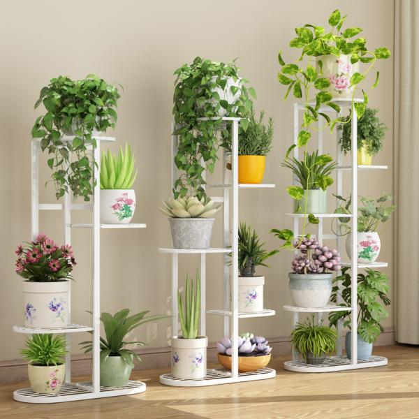 4 Tier Plant Stand Flower Pot Rack , Wrought Iron Corridor Plant Rack