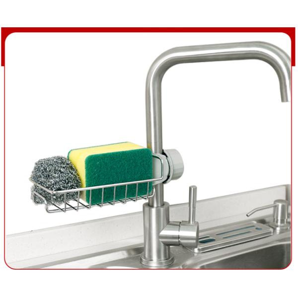 Stainless Steel Faucet Rack Household Kitchen Dishwashing Sponge Drain Rack Sink Dishcloth Storage Rack