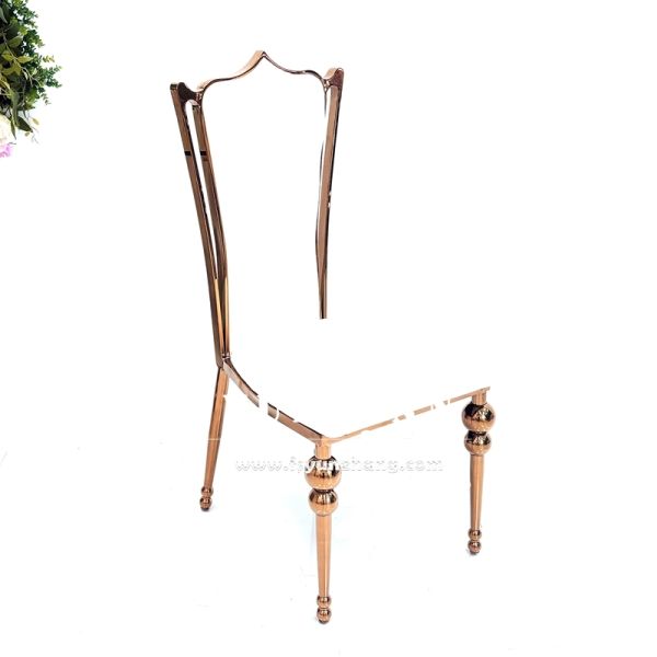 Romance Banquet Wedding Throne Dining Chair Rose Gold Durable Stainless Steel Synthetic Leather for Hotel Living Room Event