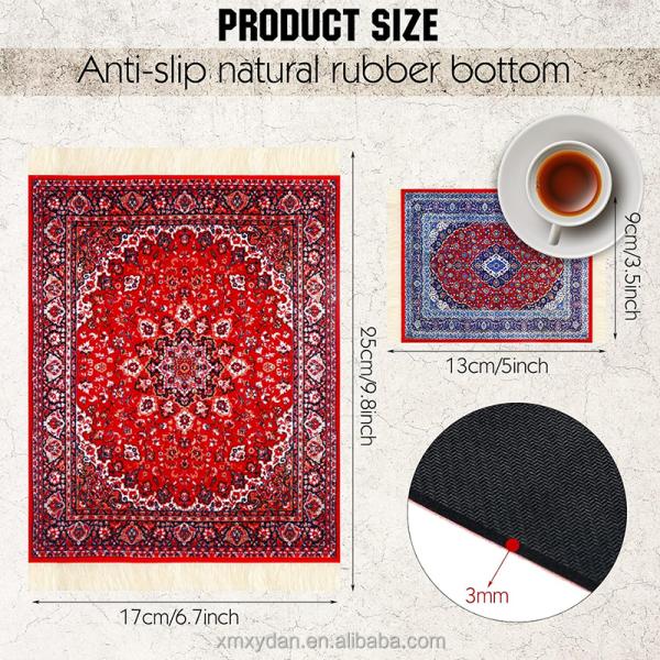 Rubber Mousepad 27x18cm Retro Style Carpet Pattern Table Cup Persian Rug Mice Pad