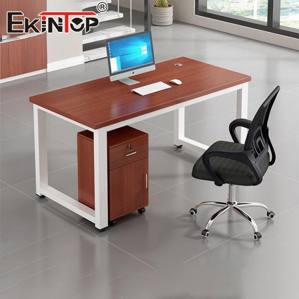 Classic Style Wooden Office Desk With Side Cabinet Office Reception Furniture