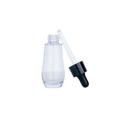 20/30 ml Garrafa transparente de vidro transparente cilíndrica com gota dourada/preta para garrafas de vidro cosméticos