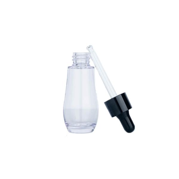 20/30 ml Garrafa transparente de vidro transparente cilíndrica com gota dourada/preta para garrafas de vidro cosméticos