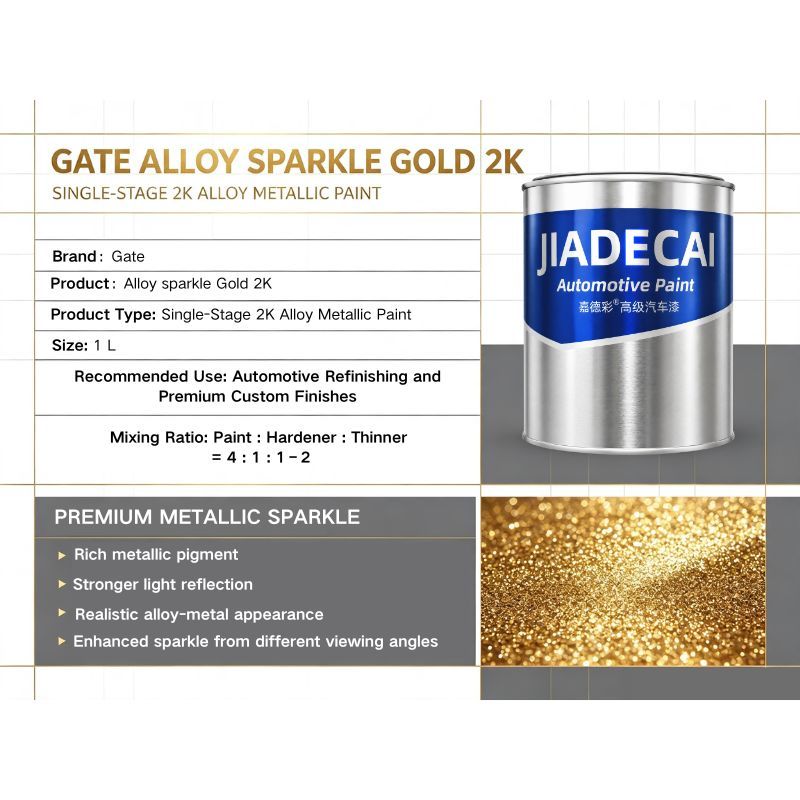 Gate Alloy Sparkle Gold 2K Automotive Metallic Topcoat Paint For Car Motorcycle Wheel Metal Surface 1L