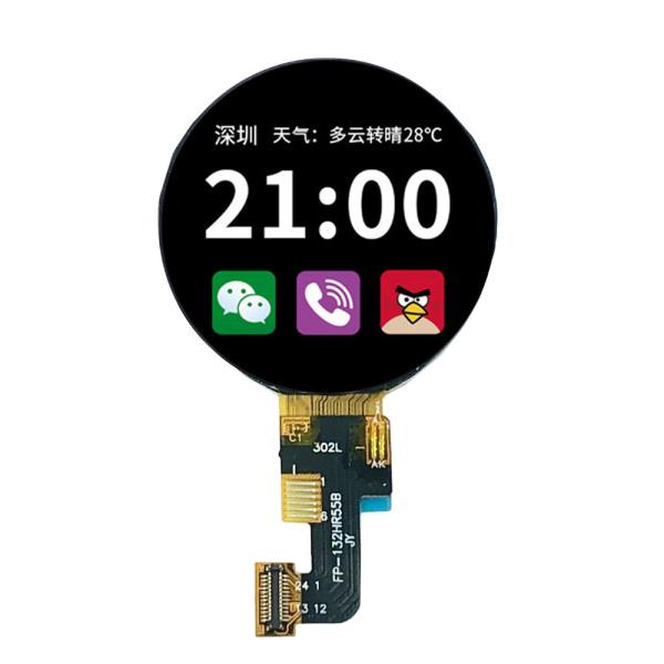 Pantalla TFT Redonda de 1.32 pulgadas, resolución 360x360, interfaz QSPI, IC controlador GC9C01, brillo 450C/D