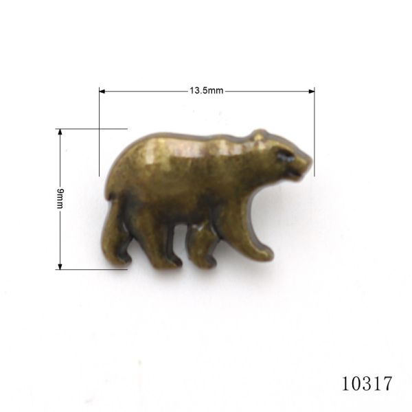 Vintage Antique Brass Finish Custom Bear Shape Small Metal Logo Label For Small Leather Goods