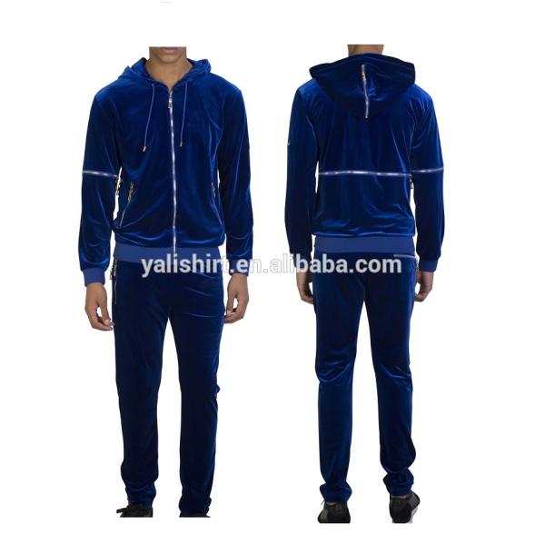 2017 new stylish breathable plain cotton bulk velour sweatsuit custom velvet tracksuit men
