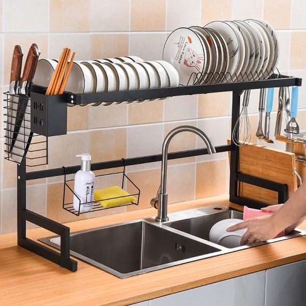 Rustproof Dishes Rack Over Sink , OEM Sink Drying Rack For Storing Kitchenware