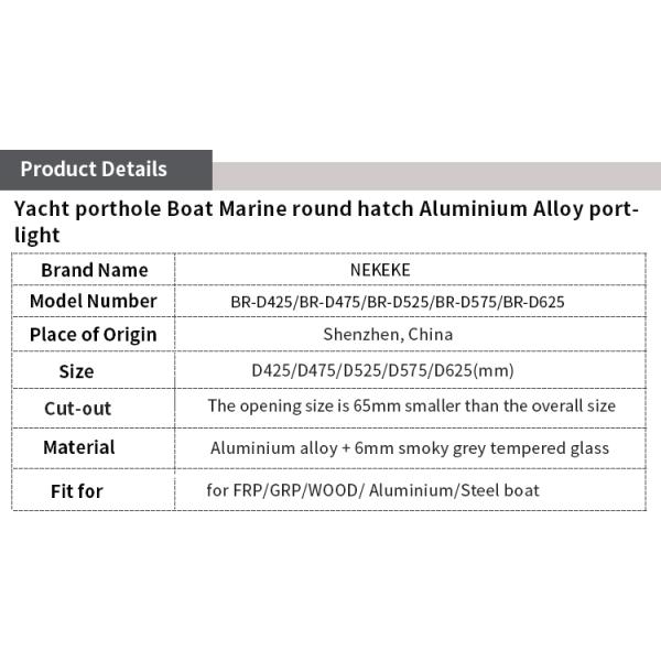 Aluminum Alloy Round Boat Skylight Hatch Yacht RV Caravan Window