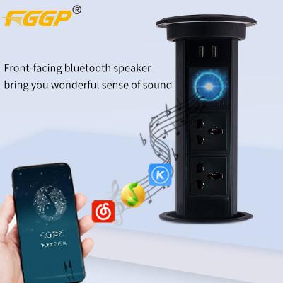 3 Ways Automatic Lift Motorized Pop Up Socket Aluminium Desktop Plug Sockets