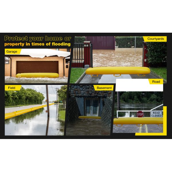 Flood Barriers For Home Reusable Flood Prevention Barriers Water Barrier For Flooding PVC Flood Bags Sandbag Alternative PVC Water Diversion Tubes With Fixed Handle (6 Ft X 20 In X 12 In)