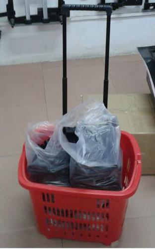 Virgin PP Wheeled Shopping Trolley Durable Pull Lift Plastic Basket 2Pcs Handle
