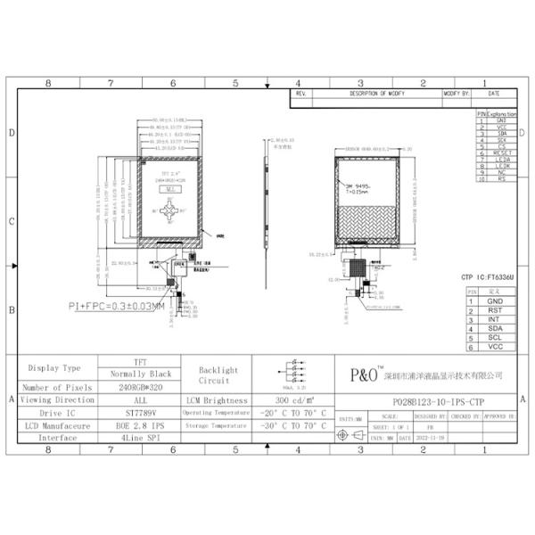 2.8 дюйма 178° Ips Tft Капацитивный сенсорный экран полный угол просмотра Spi интерфейс