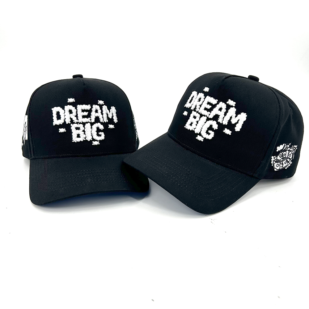 Custom A Frame 5 Panel Baseball Caps 100% Cotton 3D Embroidered Two Tone