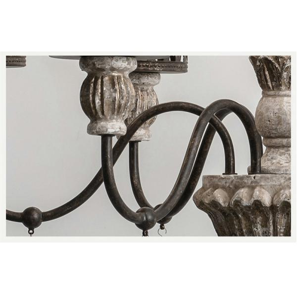 Wood and nickel chandelier with Lampshade for indoor home lighting (WH-CI-56)