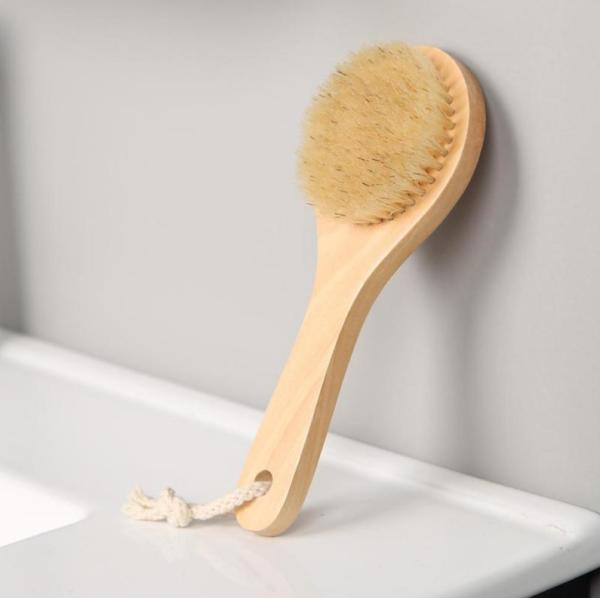 Soft Natural Bristle Bath Brush Exfoliating Wooden Body Massage Shower Brush