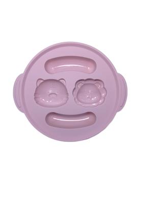 Round Divided Mushie Silicone Suction Plate Pink Personlised With Size Is 23*18*3.7 cm And Weight Is 115 Gram
