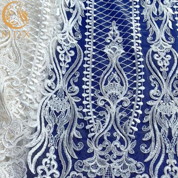 Ткань шнурка Sequin французской последовательности белая Bridal для платья свадьбы