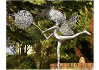 Grande Fada e Dandelion Escultura de aço inoxidável para decoração de jardim