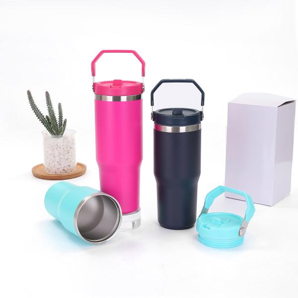 30 Oz Tumbler With Handle And Straw Lid Leakproof Double Insulated 30oz Cup Stainless Steel