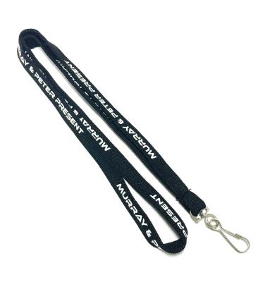 Cool Black Tubular Lanyard With J Hook Print White Logo Activity Event