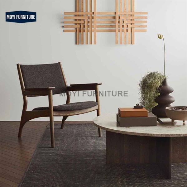 Wood Legs Modern Living Room Sofa Single Accent Chair Saddle Leather Retro Leisure Chair Carpet Surface Recommended