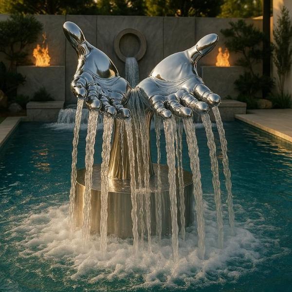 Water Fountain Outdoor Stainless Steel Polished Infinity Loop Large-scale Fountain Sculpture