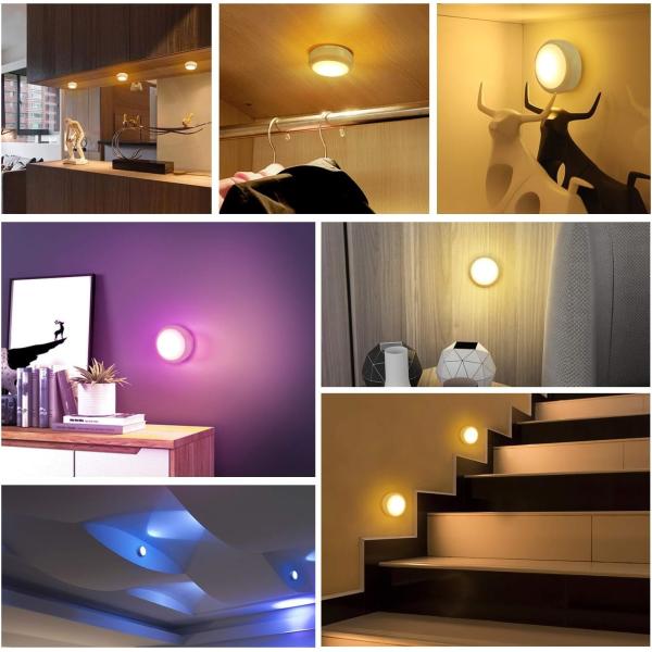 Round Battery Operated LED Puck Lights 6 Lights 300 Lumens Dimmable