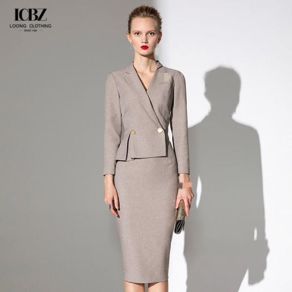 Формальные дамы женский костюм в стройном офисном платье с двумя цветами