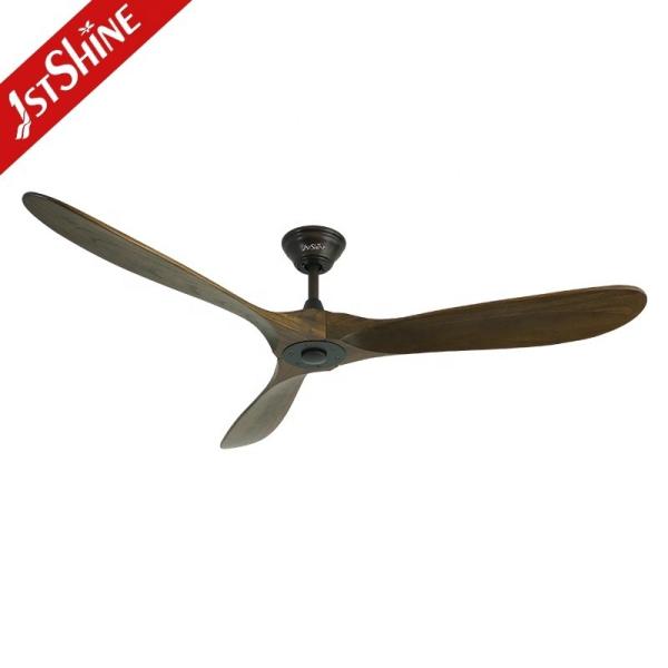 Ventilador de tecto de lâminas de madeira de vento natural de 60 polegadas com comando remoto e vara de baixo de metal 6 / OEM