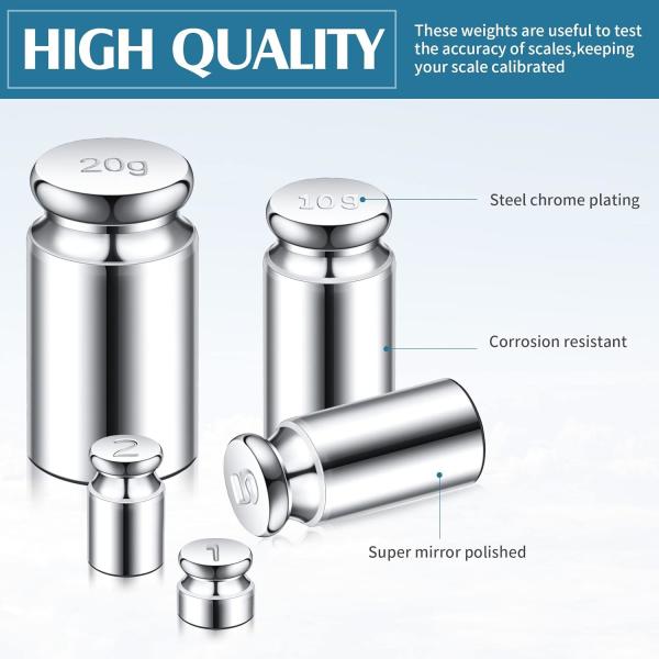 1g 2g 5g 10g 20g Gram Set For Digital Scale Balance And 1 Piece Calibration Weight Tweezer, Silver