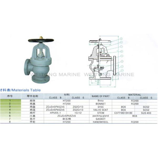 F7310 Cast Iron Angle Valve 16K JIS Marine Valve For Oil And Gas Pipeline